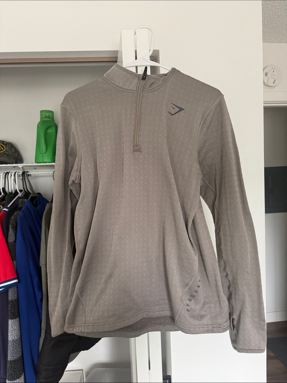 Gymshark Taupe/Light Brown Quarter-Zip Performance Top